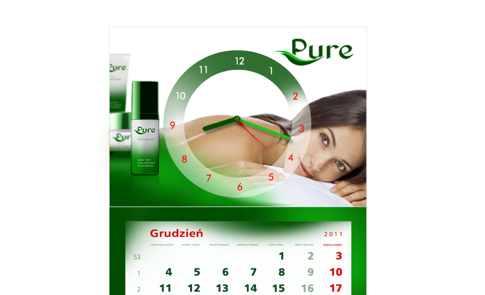 Kalendarze trójdzielne Pure