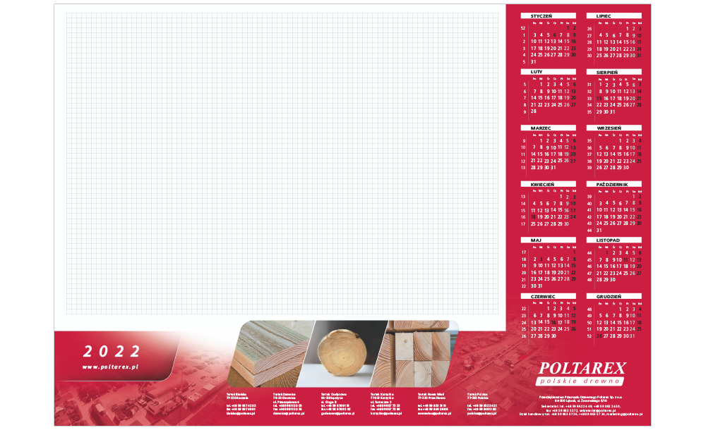 Kalendarze biurkowe leżące Poltarex