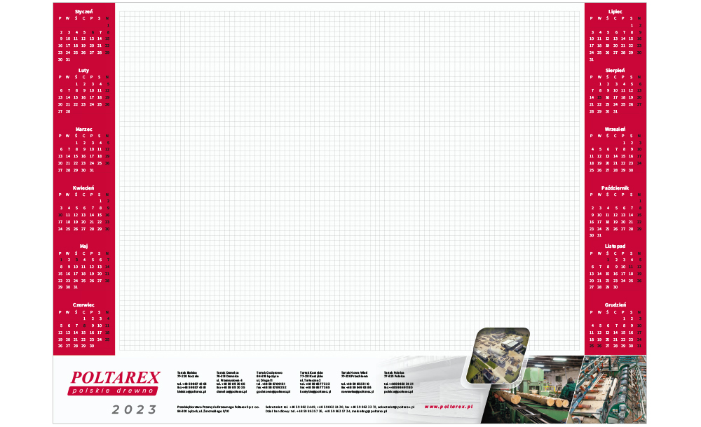 Kalendarze biurkowe leżące Poltarex