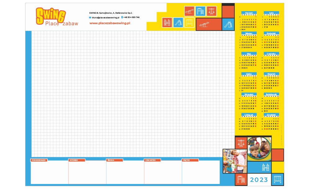 Kalendarze biurkowe leżące Swing