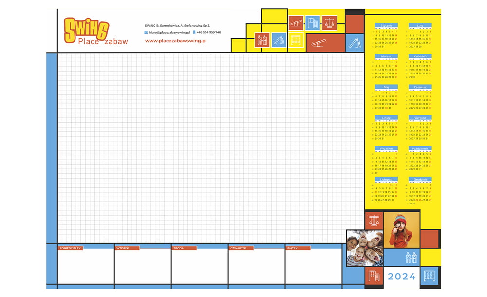 Kalendarze biurkowe leżące Swing