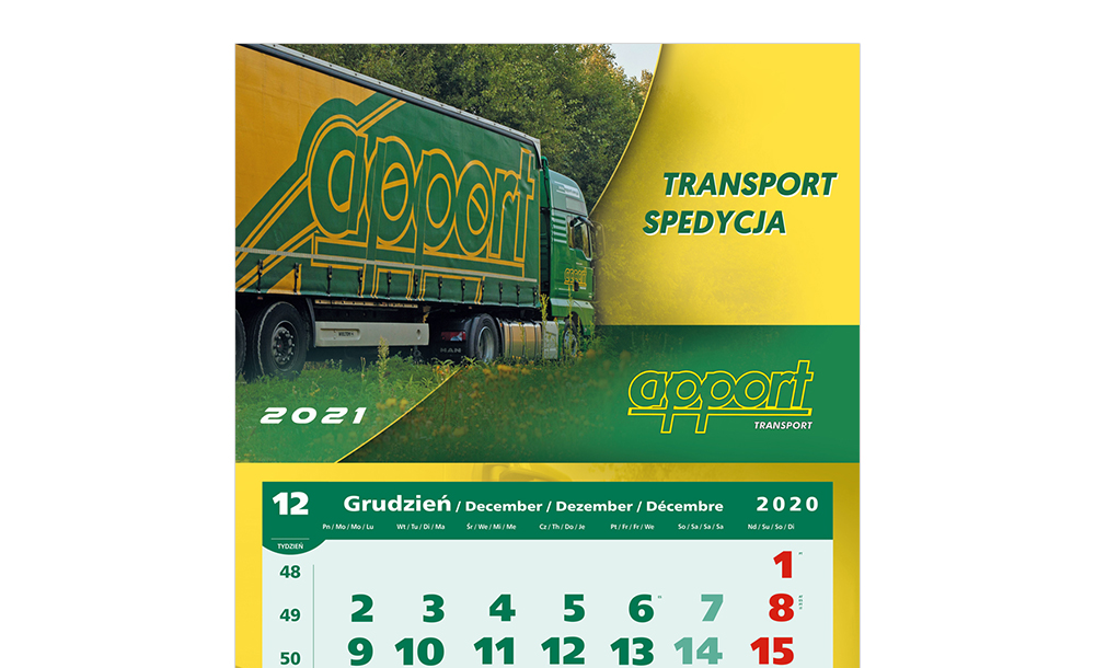 Kalendarze trójdzielne Apport Logistyka