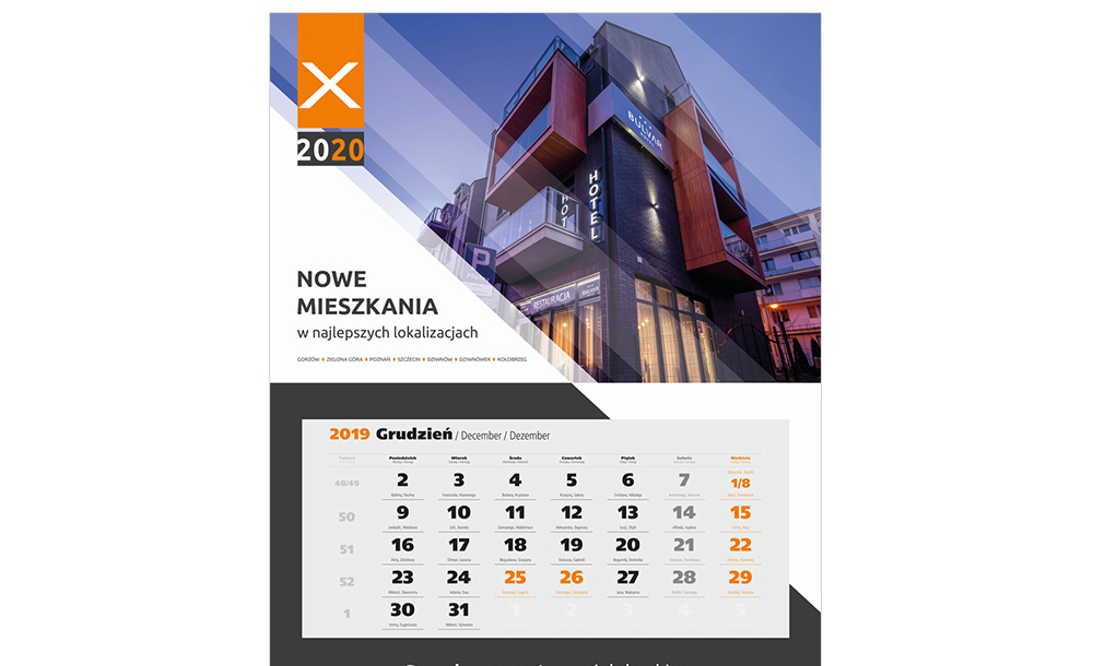 Kalendarze trójdzielne Budnex
