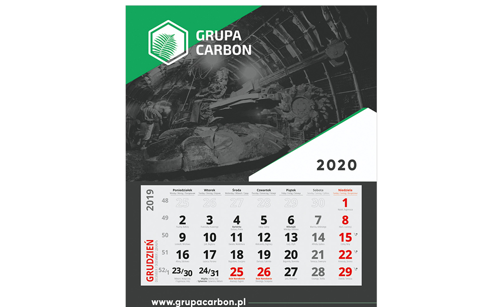 Kalendarze trójdzielne Grupa Carbon