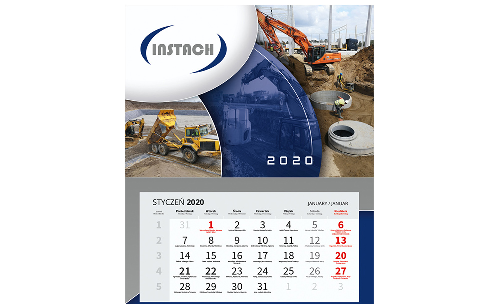 Kalendarze trójdzielne Instach