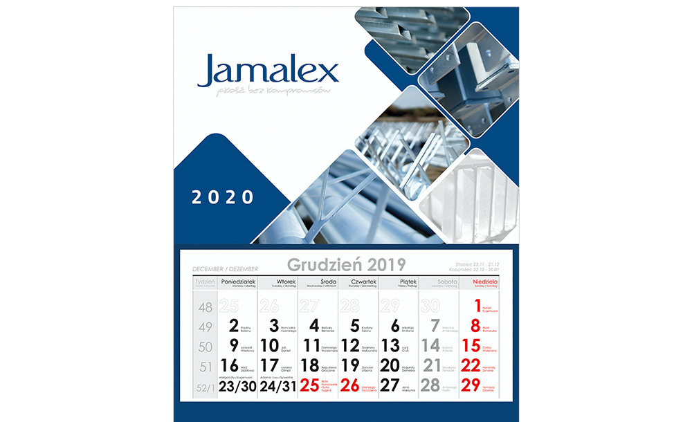Kalendarze trójdzielne Jamalex