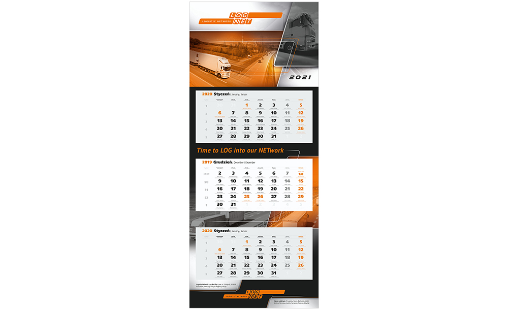 Kalendarze trójdzielne Logistic Network