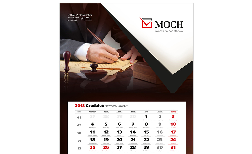 Kalendarze trójdzielne MOCH Kancelaria podatkowa