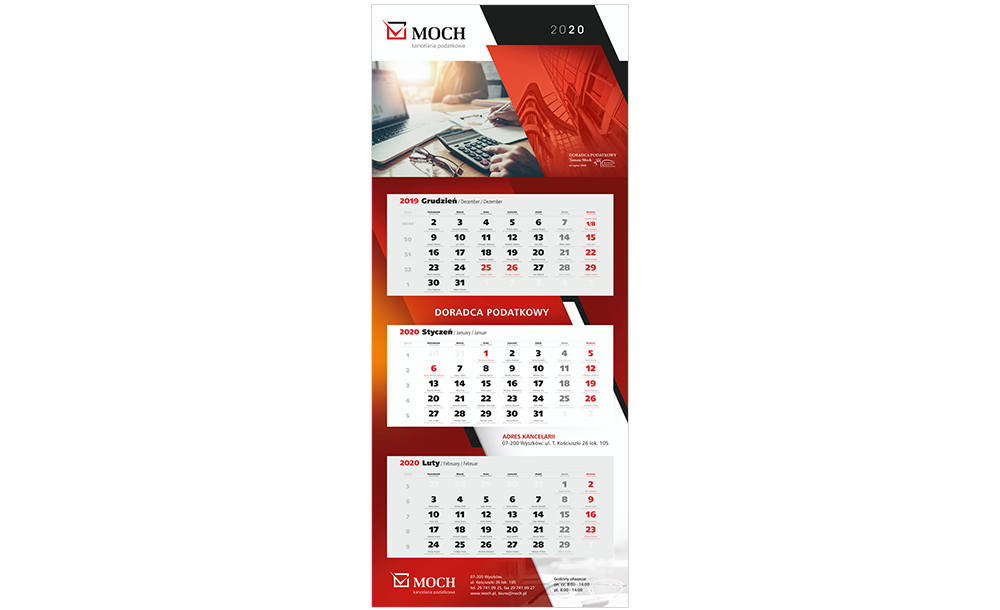 Kalendarze trójdzielne MOCH Kancelaria podatkowa