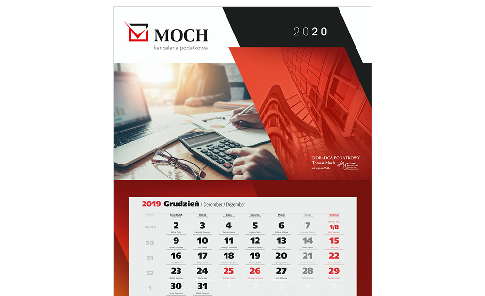 Kalendarze trójdzielne MOCH Kancelaria podatkowa
