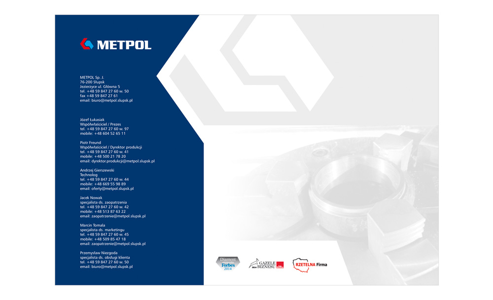 Foldery, broszury reklamowe Metpol